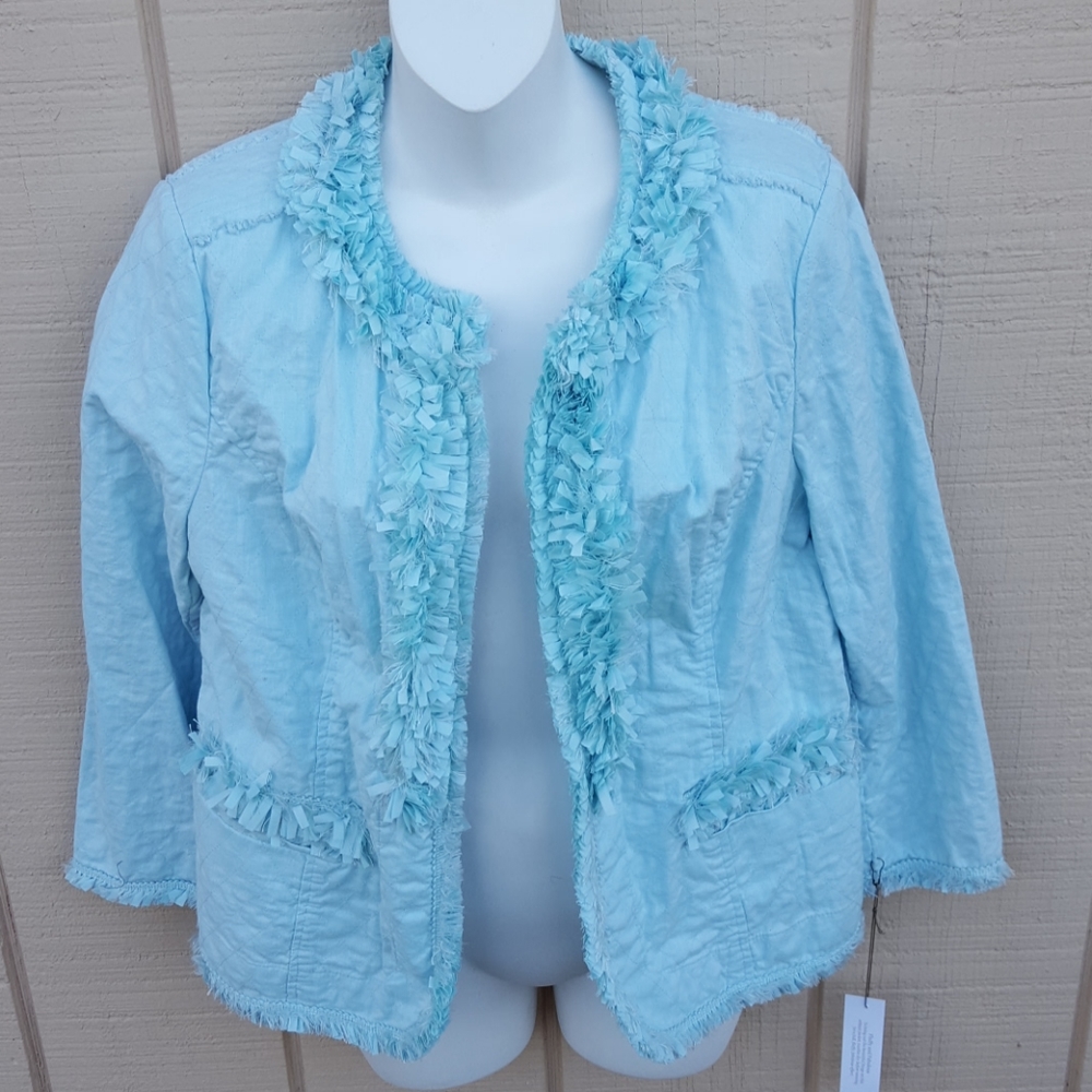 New CHICO'S Artisan Fringe Jacket Size 1